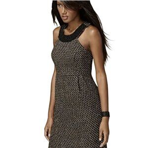 INC International Concepts Tweed Wool Blend Beaded Neck Sleeveless Dress
